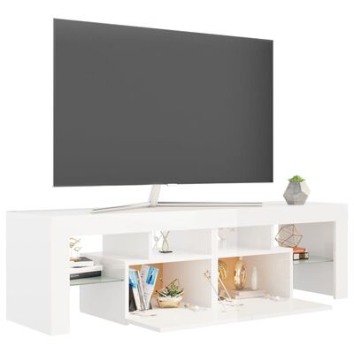 vidaXL Mobile Porta TV con Luci LED Bianco Lucido 140x36,5x40 cm