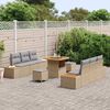 vidaXL Set Divano da Giardino con cuscino 9 pcs Beige Poly Rattan