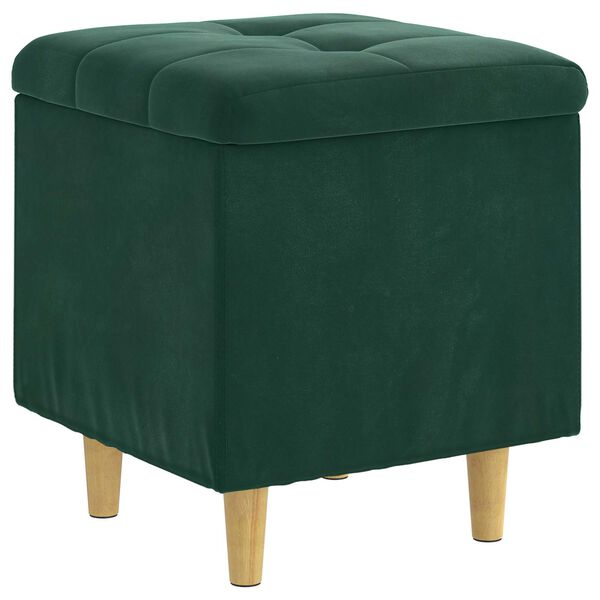 vidaXL Pouf contenitore Verde Scuro 40 x 40 x 45 cm Velluto