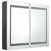 vidaXL Armadietto Bagno con Specchio e LED Grigio 80x12x68 cm