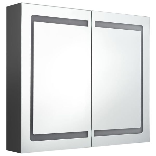vidaXL Armadietto Bagno con Specchio e LED Grigio 80x12x68 cm