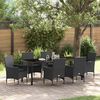 vidaXL Set da Pranzo per Giardino con cuscino 7 pcs Nero polyrattan