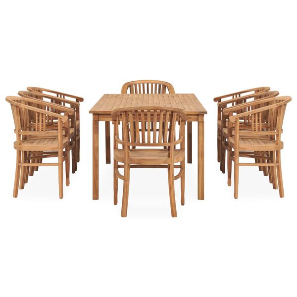 vidaXL Set da Pranzo da Giardino 9 pz in Legno Massello di Teak