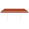 vidaXL Tenda da Sole Retrattile Manuale Pali 4,5x3,5 m Arancio Marrone