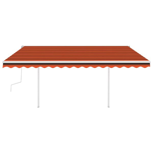 vidaXL Tenda da Sole Retrattile Manuale Pali 4,5x3,5 m Arancio Marrone