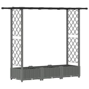 vidaXL Letto Rialzato con Griglia e Tetto Grigio chiaro PP