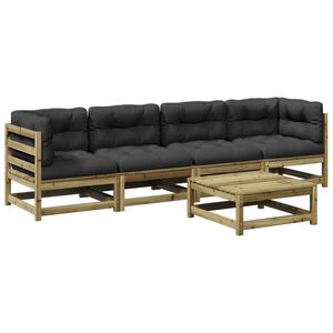 vidaXL Set Divani da Giardino 5pz con Cuscini Legno Impregnato di Pino