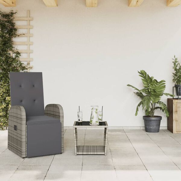 vidaXL Set da Pranzo da Giardino 2 pz con Cuscini in Polyrattan Grigio