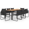 vidaXL Set da Pranzo da Giardino 9 pz in Rattan PVC Nero e Marrone