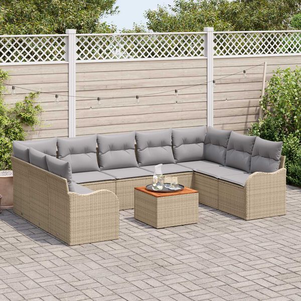 vidaXL Set Divano da Giardino 10 pcs beige e grigio chiaro