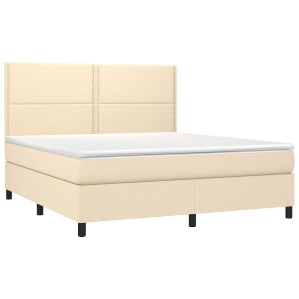 vidaXL Letto a Molle con Materasso e LED Crema 180x200 cm in Tessuto