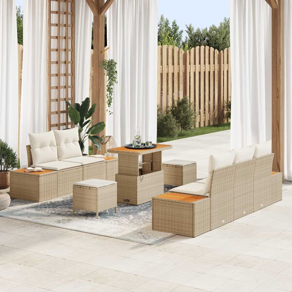 vidaXL Set Divano da Giardino 8 pcs Beige polyrattan