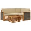 vidaXL Set di divani da esterno 5 pz Naturale e Beige Poliestere