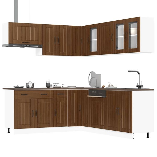 vidaXL Set Mobili da Cucina 11 pz Lucca Rovere Marrone in Truciolato