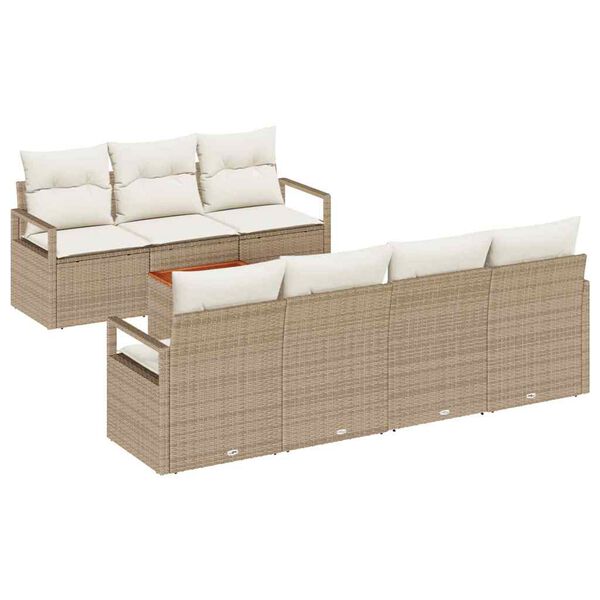 vidaXL Set Divano da Giardino con cuscino 8 pcs Beige polyrattan