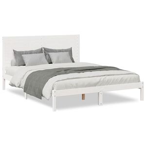 vidaXL Giroletto Extra Lungo senza Materasso Bianco 160x210cm Massello