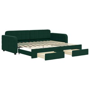 vidaXL Divano Letto Estraibile Cassetti Verde Scuro 90x200cm Velluto