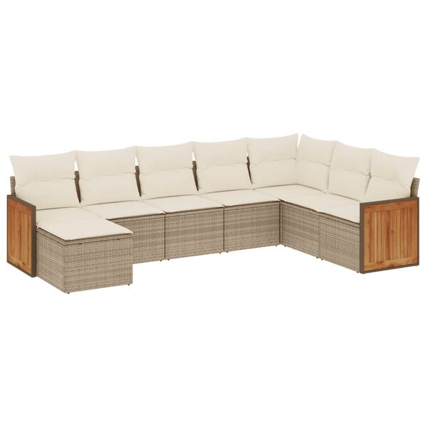vidaXL Set Divano da Giardino 8 pz con Cuscini Beige in Polyrattan