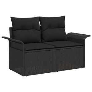 vidaXL Divano da giardino con cuscino Nero 141 x 62 x 69cm polyrattan