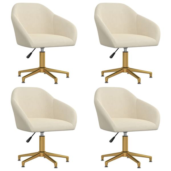 vidaXL Sedie da Pranzo Girevoli 4 pz Crema in Velluto