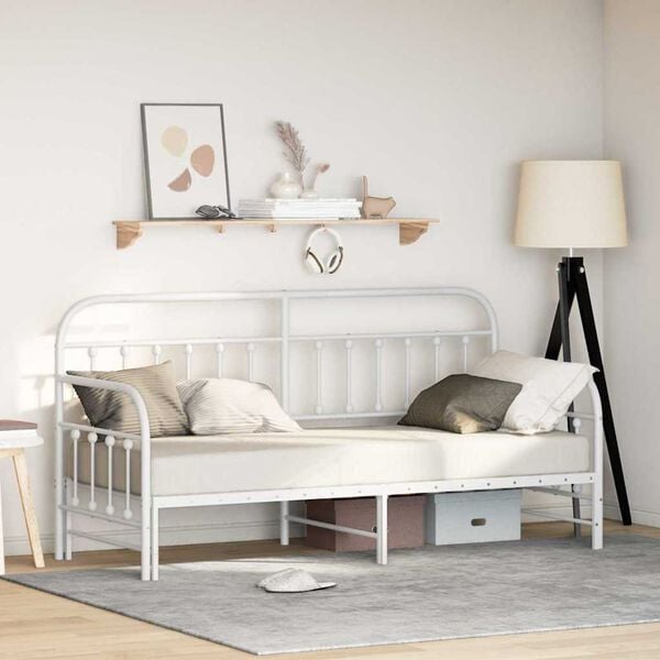 vidaXL Struttura per letto di giorno Bianco 80 x 200 cm Acciaio