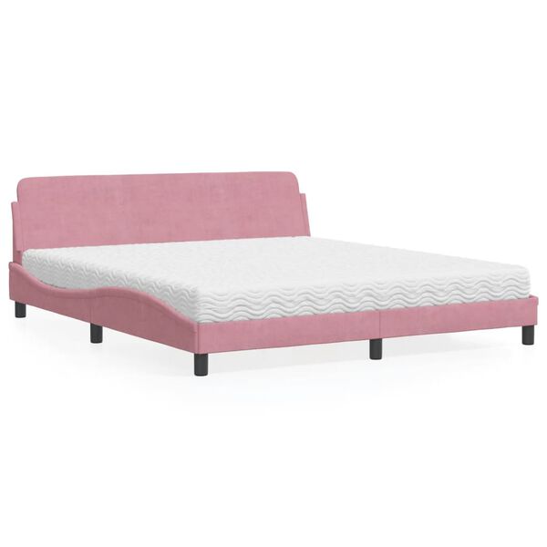 vidaXL Letto con Materasso Dover Rosa 180x200 cm in Velluto