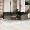 vidaXL Set Divano da Giardino 10 pz con Cuscini Grigio in Polyrattan