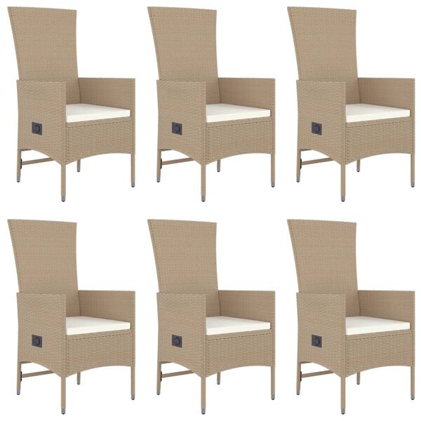 vidaXL Set da Pranzo da Giardino 7 pz con Cuscini Beige in Polyrattan