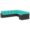 vidaXL Set Divani da Giardino 10 pz con Cuscini Nero in Polyrattan
