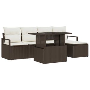 vidaXL Set Divano da Giardino 6 pcs Marrone Poly Rattan