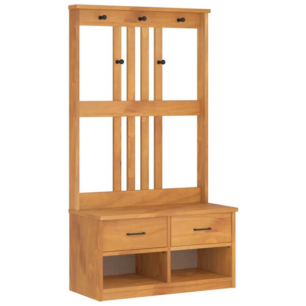 vidaXL Albero da Ingresso SANDNES 87x40x159,5 cm in Legno di Pino