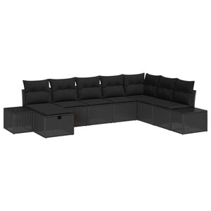 vidaXL Set Divano da Giardino con cuscino 8 pcs Nero polyrattan