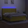 vidaXL Letto a Molle con Materasso e LED Verde 180x200 cm in Tessuto