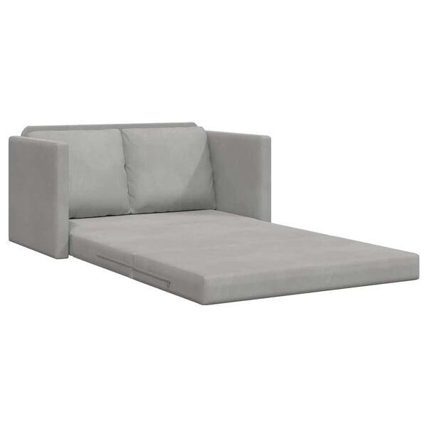 vidaXL Divano Letto da Terra 2 in 1 Grigio Chiaro 122x204x55cm Velluto