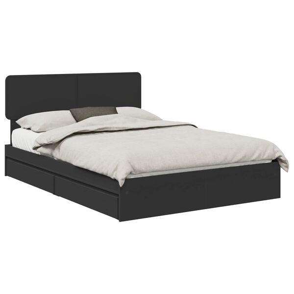 vidaXL Letto con Contenitore Nero 140 x 190 cm Legno multistrato