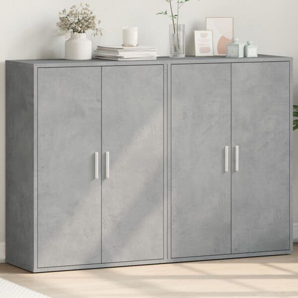 vidaXL Credenze 2 pz Grigio Cemento 60x31x84 cm in Legno Multistrato