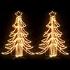 vidaXL Figura Albero Natale Pieghevole LED 2pz Bianco Caldo 87x87x93cm