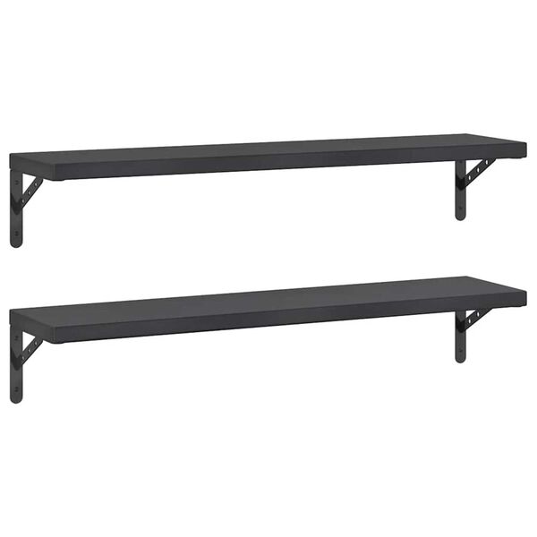 vidaXL Mensole a Muro 2 pz 100x23,5 cm Nero in Acciaio Inossidabile