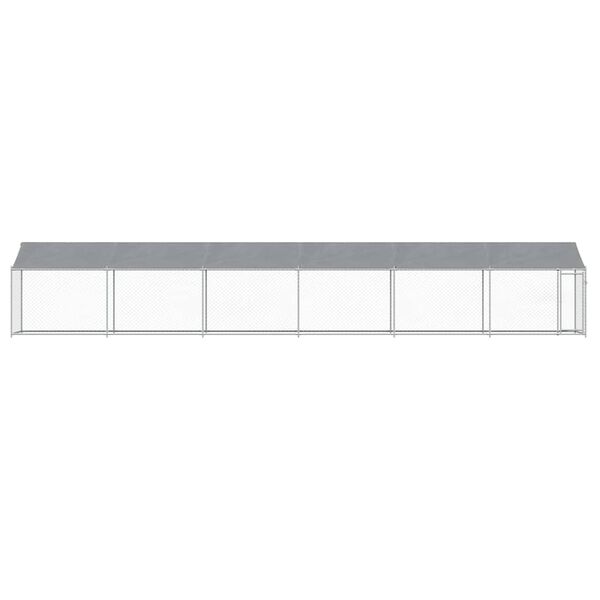 vidaXL Gabbia Cani con Tetto e Porta Grigia 12x2x2 m Acciaio Zincato
