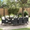 vidaXL Set da Pranzo per Giardino con cuscino 9 pcs Nero polyrattan