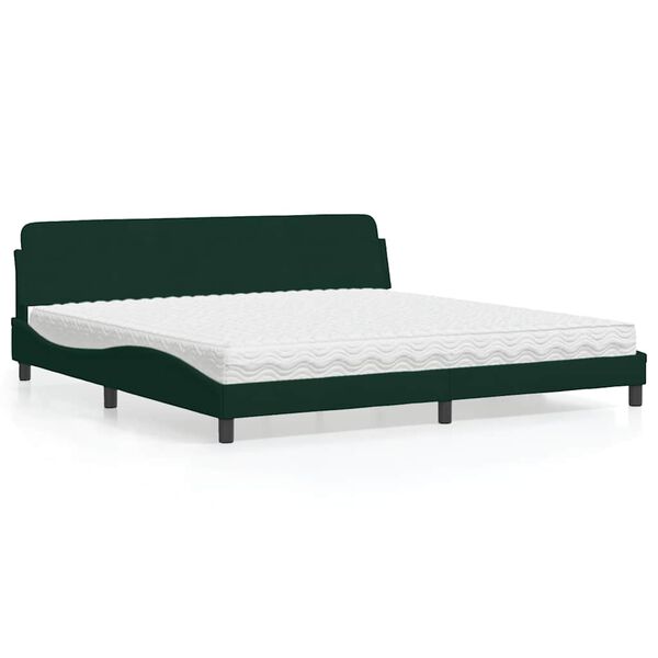 vidaXL Letto con Materasso Dover Verde Scuro 200x200 cm Velluto