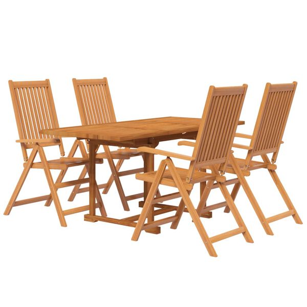 vidaXL Set Mobili da Pranzo per Giardino 5 pz Legno Massello di Acacia 120-170 cm