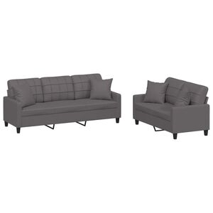 vidaXL Set di Divani 2 pz con Cuscini Grigio in Similpelle