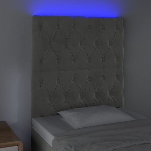 vidaXL Testiera a LED Grigio Chiaro 80x7x118/128 cm in Velluto