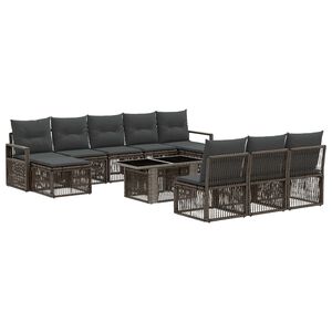 vidaXL Set Divano da Giardino 11 pz Grigio e Grigio Scuro polyrattan