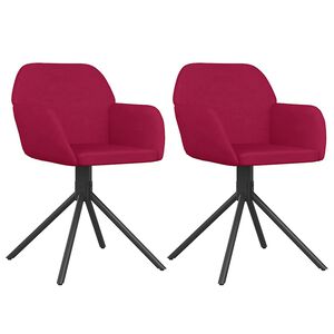 vidaXL Sedie da Pranzo Girevoli 2 pz Rosso Vino in Velluto