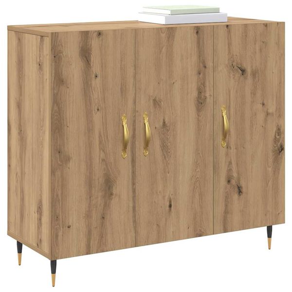 vidaXL Credenza Rovere artigianale 90 x 34 x 80 cm Legno multistrato