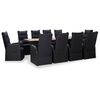 vidaXL Set da Pranzo da Giardino 11 pz in Polyrattan e Acacia Nero