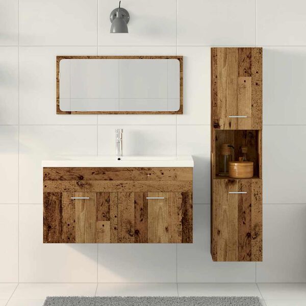 vidaXL Set Mobili da Bagno 3 pz Legno Antico in Legno Multistrato