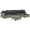 vidaXL Set Divani da Giardino 6 pz con Cuscini in Polyrattan Grigio